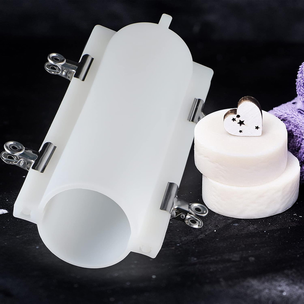 Soap Making Things - Große Zylinder-Seifenform mit Clips, 1000ml Silikon-Säulenform,