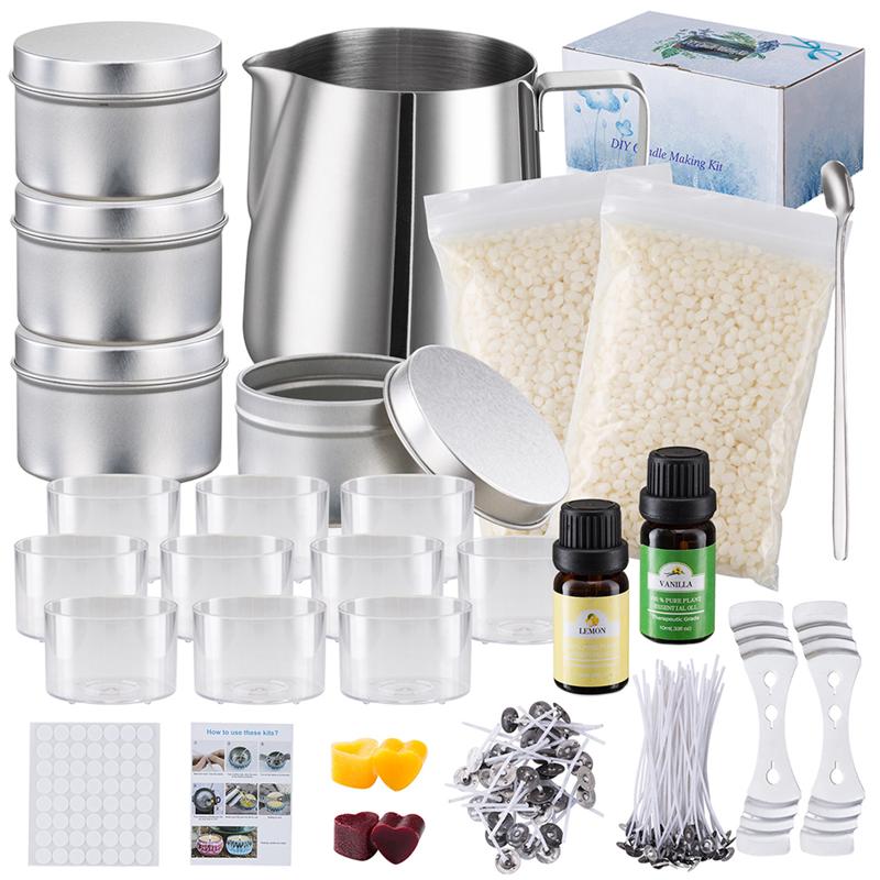 Soap Making Starter Kit - 1 Set Kerzenherstellungsset, Ausgießtopf, Dochte, Aufkleber,